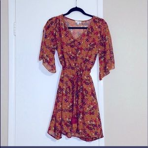 🍊Beautiful Orange Floral 💐 Flowing Dress